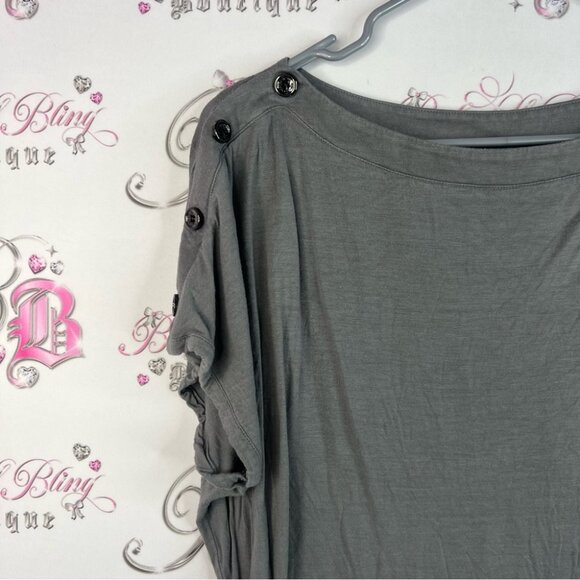 MEXX metropolitan shirt tshirt Top button detail sleeve grey gray comfy flowy - Picture 5 of 9